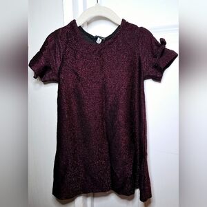 Preview Shimmery Burgundy Dress with Bow Detail (3T)